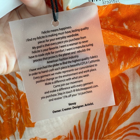 FELICITE short sleeve gauze print top in palm orange women’s size Medium NEW - Picture 11 of 11